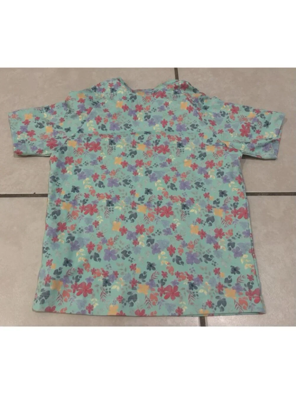 Babycottons Floral Mint Green Short Sleeve Rashguard Top UV Prote Girl's Size 6